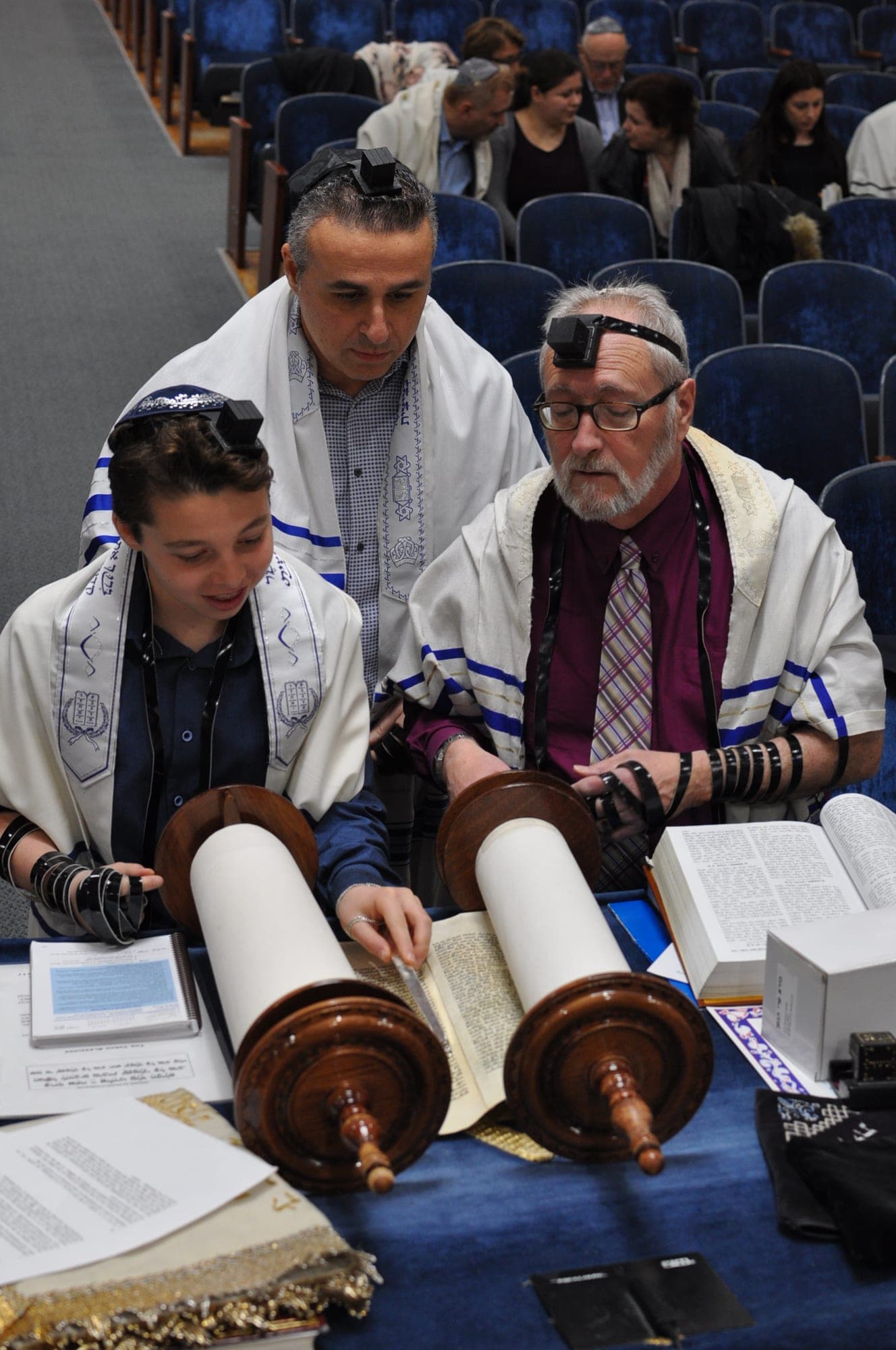 Torah reading during a bar mitzvah service